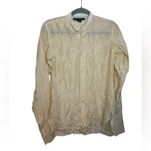Ralph Lauren Sheer Cream Silk Oversized Button Down Blouse